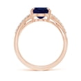 thumbnail image 2 of ANGARA Natural 3.3 ct Blue Sapphire Split Shank Ring with Diamond Accents in 14K Rose Gold for Women (Size-10x8mm) | September Birthstone, Anniversary, Jewelry Gift for Women | Natural Sapphire Ring, 2 of 12