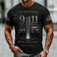 thumbnail image 5 of Xneal 911 25th Anniversary T-Shirt Casual Never Forget 911 Short Sleeve Print Multicolor Shirts for Men Size 2XL, 5 of 6
