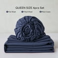 thumbnail image 5 of MR&HM Bedding Queen Sheet Set 4 Pcs, Super Soft Brushed Microfiber Queen Sheets, Cozy Bed Sheets for All Seasons (Queen Size, Navy Blue), 5 of 8
