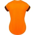 thumbnail image 2 of DIGITMON Women's Baseball Softball Jersey Button Down Two-Stripe Sleeve Shirts Uniform ORANGEBLACK, Small, 2 of 4