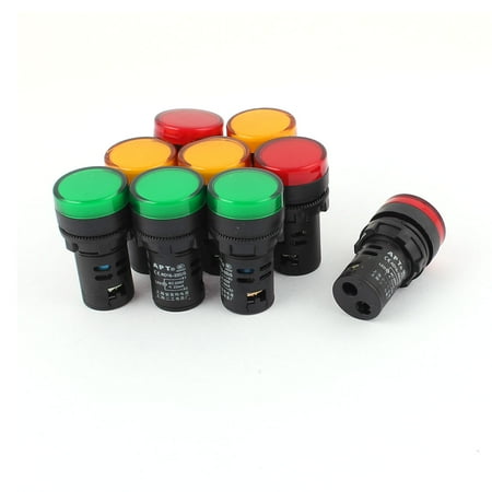 9Pcs AC 220V 21mm Panel Mount Electrical LED Indicator Pilot Signal Light Lamp
