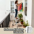 thumbnail image 6 of 2 Step Ladder, Folding Step Stool with Anti-Slip and Wide Pedal, Lightweight Stepladder with Handrails, Portable for Kitchen, Household, 330LBS, White, 6 of 9