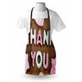 thumbnail image 3 of Thank You Apron Romantic Sweet Cookie Letters Sugar Candy on a Rustic Wood Table Image, Unisex Kitchen Bib Apron with Adjustable Neck for Cooking Baking Gardening, Pink White Brown, by Ambesonne, 3 of 3