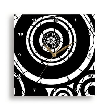3dRose, Modern Black and White Circle Art, 13x13 Wall Clock