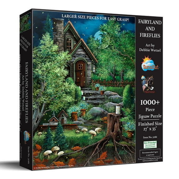 SUNSOUT INC - Fairyland and Fireflies - 1000 pc Large Piece Jigsaw Puzzle by Artist: Debbi Wetzel - MPN # 51161