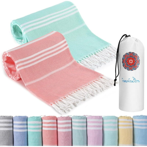 2 Packs Turkish Beach Towels Vacation Essentials Quick Dry Sand Free Oversized Bath Pool Swim Towel Extra Large XL Big Blanket Adult Travel Cruise Accessories Must Haves Clearance Stuff