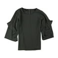 thumbnail image 2 of ALFANI $69 Womens New 1321 Green Ruffled Sleeve Zip Back Top XL B+B, 2 of 2