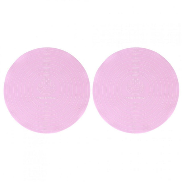Kneading Mat Cake Pad-2PCS Non?Stick Round Silicone Dough Rolling Mat Baking Pastry Pad Sheet Liner for Cake Turntable Stand