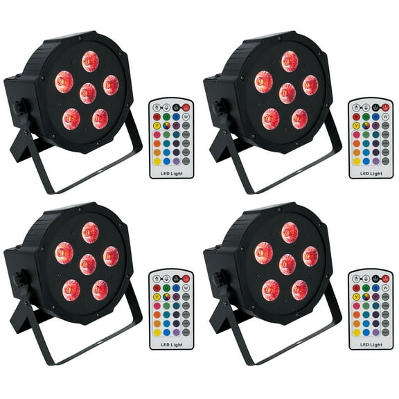 4 Rockville BATTERY PAR 6RF Rechargeable RGBWA UV Wireless DMX Lights RF Remotes