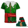 thumbnail image 1 of Christmas Costume Elf All Over Mens Costume T Shirt with Elf Hat with Ears, 1 of 3