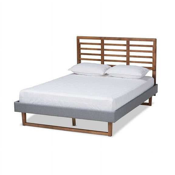 Rina Modern and Contemporary Dark Grey Fabric Upholstered Wood Full Size Platform Bed