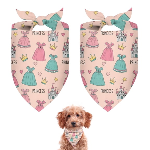 Dog Bandana 2 Pack,Princess Dress Castle Pattern Bandanas for Dogs,Cat Bandana,Small/ Large Dog Bandana 2 Size,Dog Bandanas