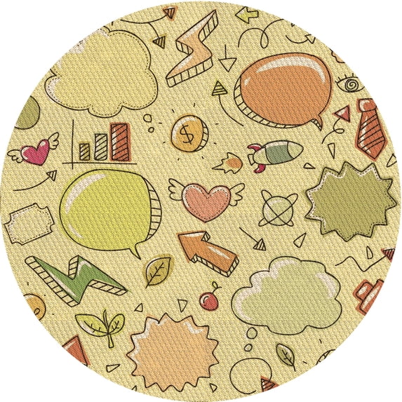 Ahgly Company Indoor Round Patterned Cinnamon Brown Area Rugs, 6' Round