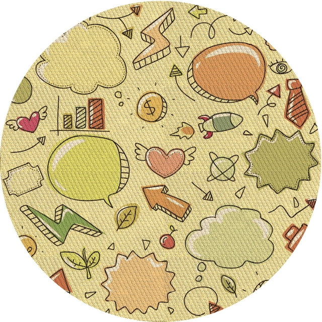 Ahgly Company Tapis d'Intérieur Rond Lavable en Machine Brun Cannelle Transitionnel, 8 Pieds Rond