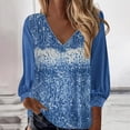 thumbnail image 2 of JURANMO Women Sparkly Long Sleeve Sequin Pullover Sweatshirt Top, 2025 Woman Trendy Cozy Golden Velvet Glitter Shirts Classic Solid Color V-neck Blouses Tops Lightweight, 2 of 7