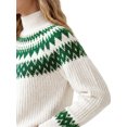thumbnail image 5 of INSPIRE CHIC Women's Fair Isle Sweater Casual Vintage Mock Neck Long Sleeve Pullover Small Beige, 5 of 6