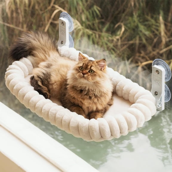 Behome Cat Window Perch, Window Hammock for Cats with 4 Strong Suction Cups, Sturdy Hammock Window Seat with Cushion Bed Cover, Indoor Cat Bed