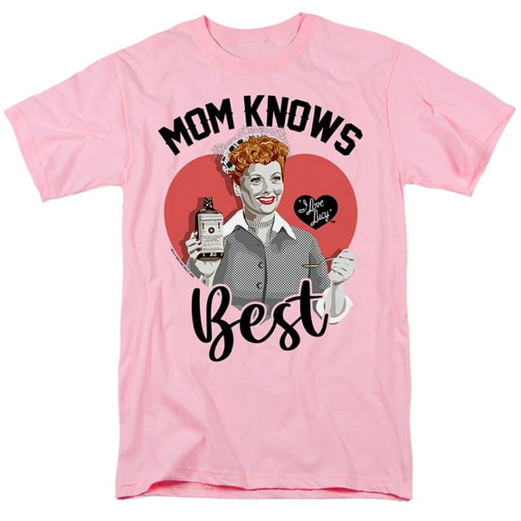 I Love Lucy Mother's Day Mom Knows Best Unisex Adult T Shirt, Pink, 3X-Large