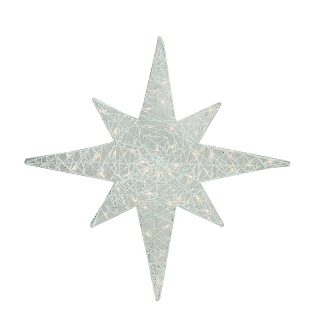 36 Lighted White Glitter Star Of, Outdoor Lighted Star Of Bethlehem