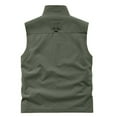 thumbnail image 4 of CharmCyan Men's Full Zip Lightweight Stand Collar Vest with Multiple Zippered Pockets for Layering and Everyday Casual Wear Army Green L, 4 of 4