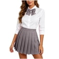 thumbnail image 5 of Pleated Skirt for Women Ihhxva High Waist A-Line School Uniform Mini Flared Cute Plaid Stretchy Cotton Casual Daily Office Wear Summer XS-3XL, 5 of 9