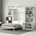 thumbnail image 2 of Harper & Bright Designs Full Size Murphy Bed Wall Bed with Storage Shelves, Folding Wall Bed with Cabinet for Bedroom Guest Room, White, 2 of 15