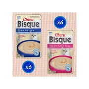 Inaba Churu Bisque Lickable Wet Cat Topper, 1.4 oz Pouch, 12 Pouches, Tuna Variety