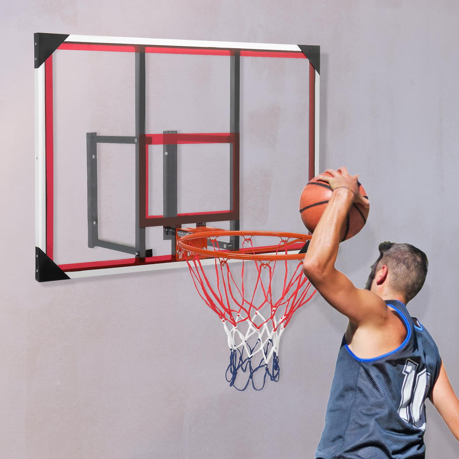 Winado 44'' Basketball Backboard, Wall Mounted Basketball Hoops - Walmart.com
