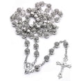 thumbnail image 1 of Rosary Catholic Necklace Lady Girl Silver Rose Metal Prayer Rosary Chain Cross Christian Jewelry Gift For Women Men D5qb, 1 of 5
