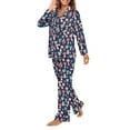 thumbnail image 5 of DISNIMO Mushroom Print Womens Pajama Sets 2 Piece Long Sets Long Sleeve Sleepwear with Matching Pajama Pants Casual Loose Lounge Set with Pocket Button Down Loungewear Nightwear, L, 5 of 7