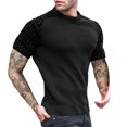 thumbnail image 2 of Early Access Deals Men's Fitness Suit Round Neck Pullover Color Blocked Top Short Sleeved Top Round Neck Top/shirt Set Black, M, 2 of 4