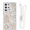 thumbnail image 2 of Compatible with Galaxy S23 Ultra Bling Case Luxury 3D Diamond Crystal Rhinestone Shiny Gemstone Perfume Bottle and Flower Phone Case for Women and Girls Glitter Sparkle Chain Lanyard Strap, 2 of 7