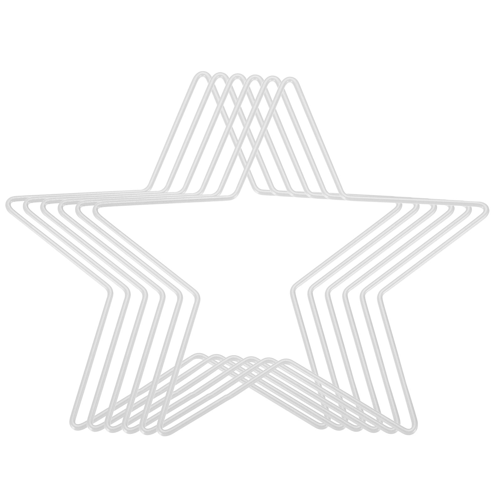 Uxcell 7.9" Length Star Dream Catcher Rings, 6 Pcs Metal Macrame Wreath Floral Ring Hoop, Silver Tone