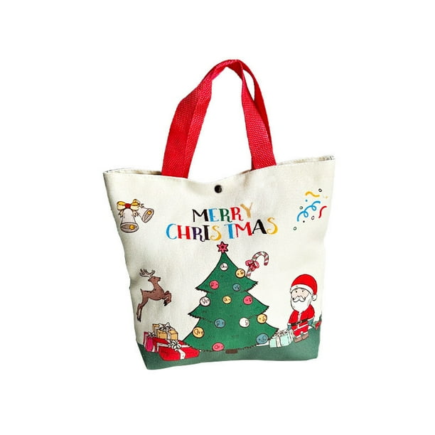 Christmas Gift BagPresent SackCanvas Tote Christmas Eve Handheld Bag For Candy And Apples Carry Packaging Pouch