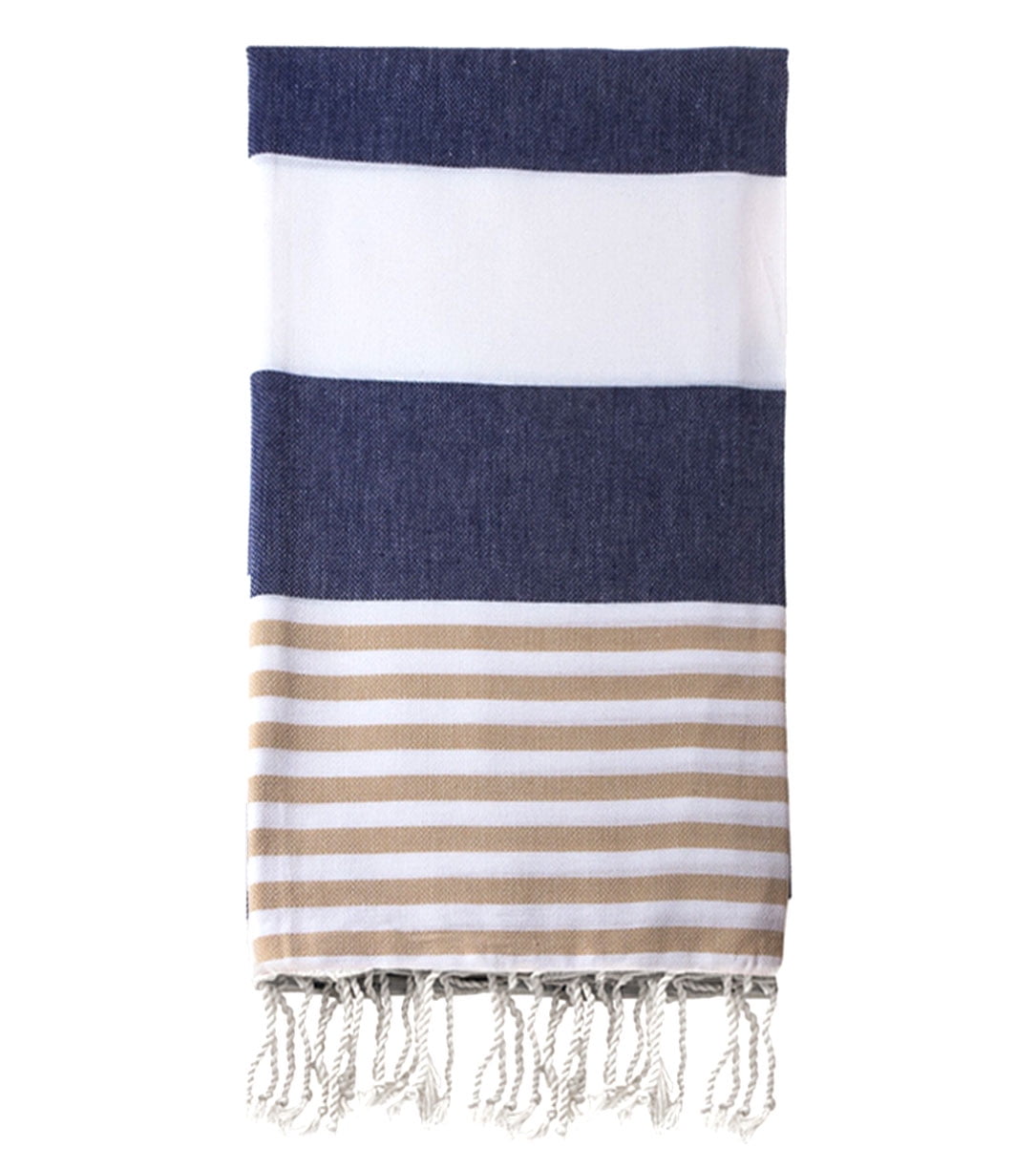 100% Cotton 39 x 70 Turkish Peshtemal Bath Towel Brown Striped Beach Towel 