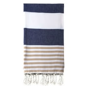 Swan Comfort 100% Cotton Pestemal Turkish Bath & Beach Towel, 39" x 70" - Navy Blue - Brown