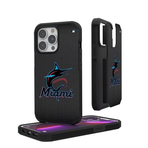 Miami Marlins Linen Logo iPhone Rugged Case