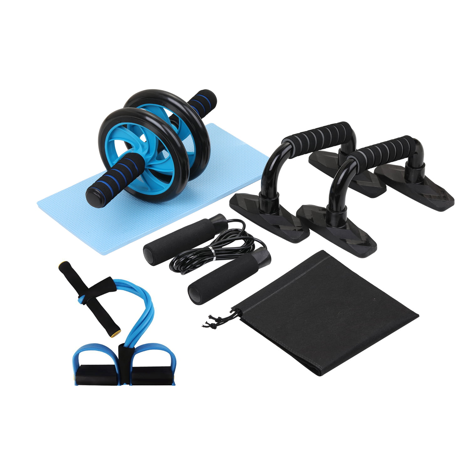 5PCS/SET AB Wheel Roller Kits Abdominal Muscle Fitness Push-UP Bar Jump Rope AU 