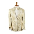 thumbnail image 2 of Mens 2 Button Ivory & Gold Foil Floral Paisley Prom & Wedding Blazer By Alberto Nardoni Brand Designer, 2 of 3