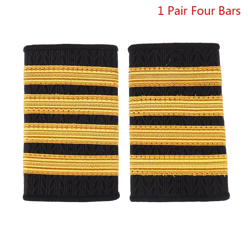 MageCrux 1Pair Epaulettes Professional Pilot Uniform Epaulets Gold