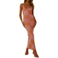 thumbnail image 1 of Douhoow Women Bodycon Long Dresses Checkerboard Print Spaghetti Strap Low-Cut Dress, 1 of 8