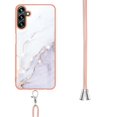 thumbnail image 2 of SaniMore for Samsung Galaxy A04E Case with Detachable Crossbody Lanyard Shockproof TPU Backplane Marble Pattern Luxury Fashion Anti-drop Slim Lightweight Cover, White, 2 of 4