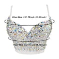 thumbnail image 6 of Milageto Colorful Rhinestones Beaded Corset Crop Top Bra for Club Fancy Dress Costume 40C White, 6 of 8