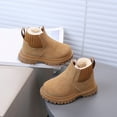 thumbnail image 4 of Chelsea Boots Girls Boys Winter Furry Lined Ankle Booties Waterproof Leather Lug Sole Zipper Snow Boots Stretch Knitted Slip on Kids Boot Yellow 8.5 Toddler, 4 of 6