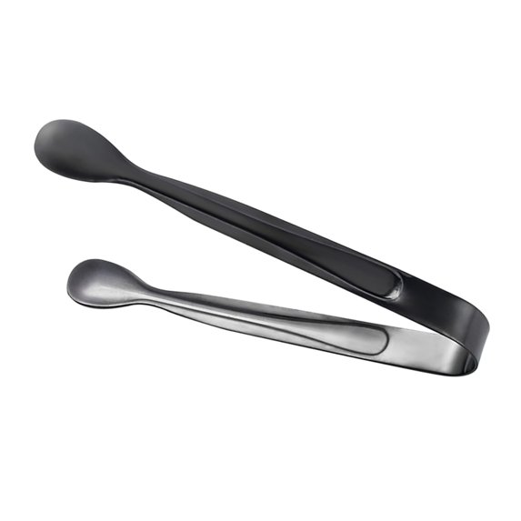 Linyer Stainless Steel Sugar Tong Portable Reusable Solid Color Ice-cube Picker Indoor Hotel Food Serving Tool Clip Accessories Black