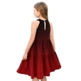 thumbnail image 4 of Abcomgle Girls Midi Dresses 7-16 Halter Neck Sleeveless Girls Dresses Gradient A-line Sundresses Basic Swing Dresses 9-10 Years,Wine, 4 of 7