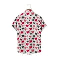 thumbnail image 3 of qucoqpe Men's Valentine's Day T-Shirts Fashion Love Heart Printed Turndown Neck Short Sleeve Button Up Blouse Tops, 3 of 5