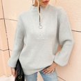 thumbnail image 2 of Gibobby Casual Suéter para Mujer, Suéter de punto suave con cuello redondo para mujer(Gris,G), 2 of 5