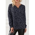 thumbnail image 4 of Ushdele Chic Animal Print Split Neck Waffle Knit Pullover - Grey, Sizes S-XL, 4 of 8