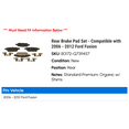 thumbnail image 2 of Rear Brake Pad Set - Compatible with 2006 - 2012 Ford Fusion 2007 2008 2009 2010 2011, 2 of 2